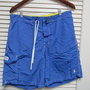 Polo Ralph Lauren Men’s Swim Trunks Board Shorts Blue Yellow L Mesh Lined Beach